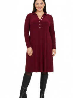 YOEK Damen Kleid in bordeaux