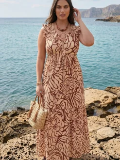 YOEK Damen Kleid in bordeaux mehrfarbig