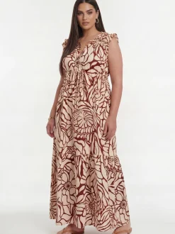 YOEK Damen Kleid in bordeaux mehrfarbig