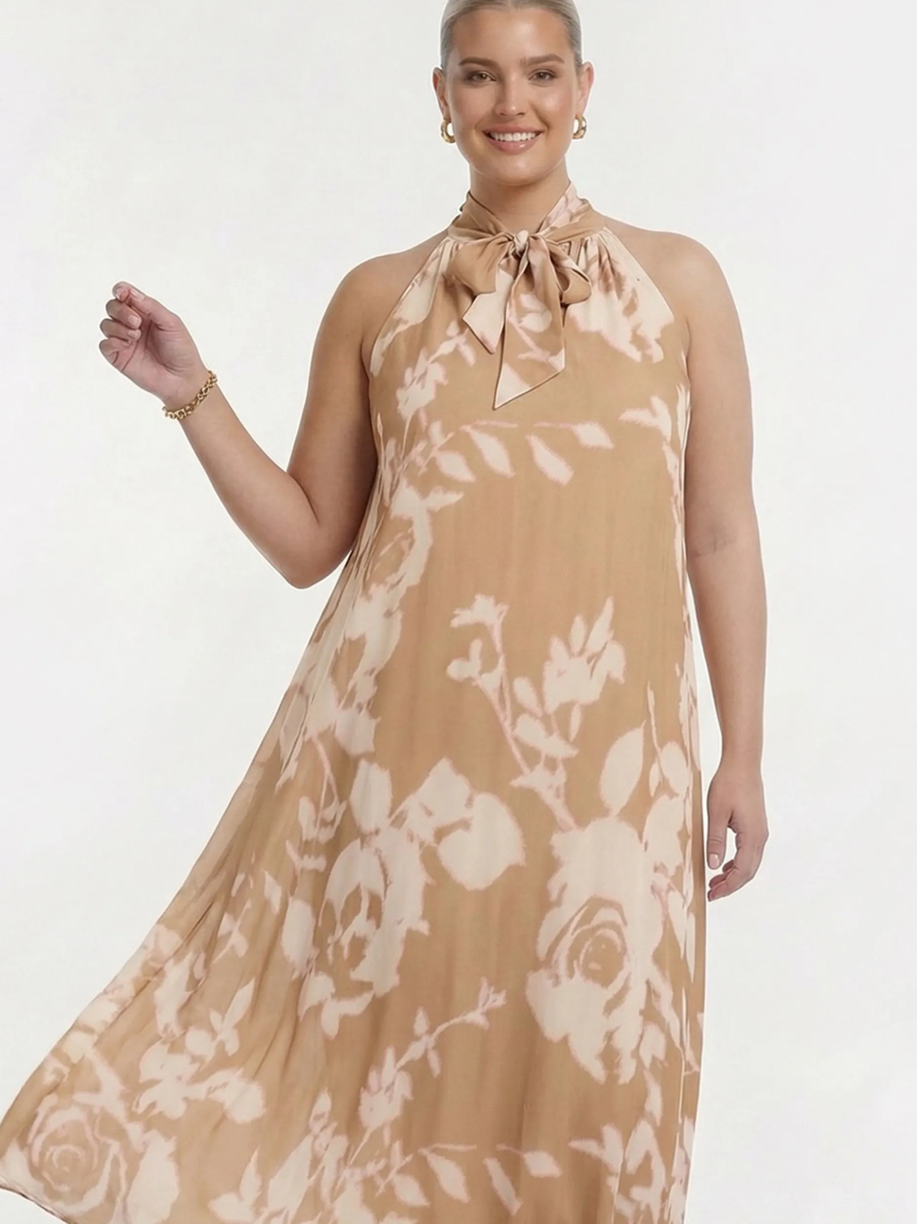 YOEK Damen Kleid in braun weiß