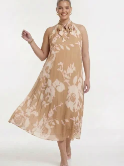 YOEK Damen Kleid in braun weiß