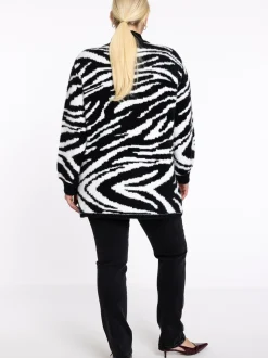 YOEK Damen Strickjacke in schwarz weiß