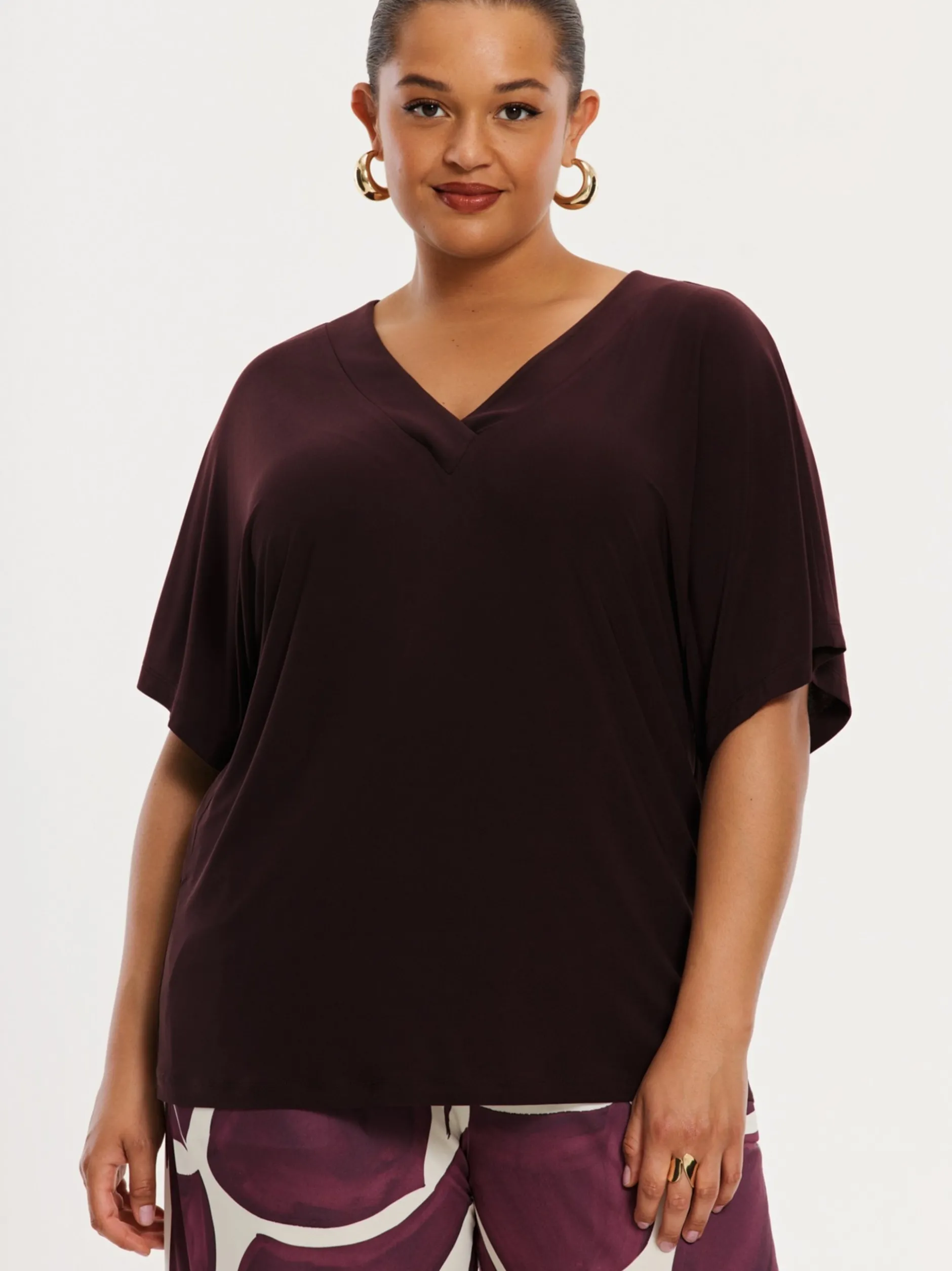 YOEK Damen T-shirt in bordeaux