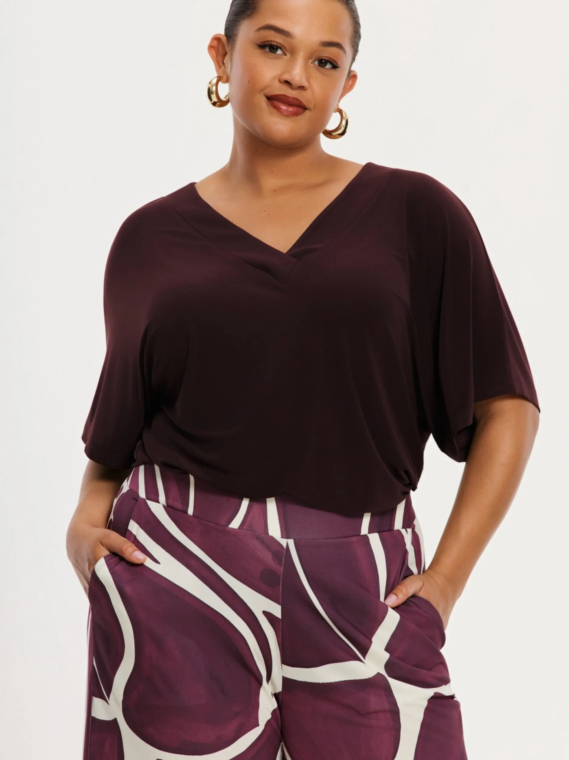 YOEK Damen T-shirt in bordeaux