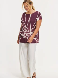YOEK Damen T-shirt in bordeaux