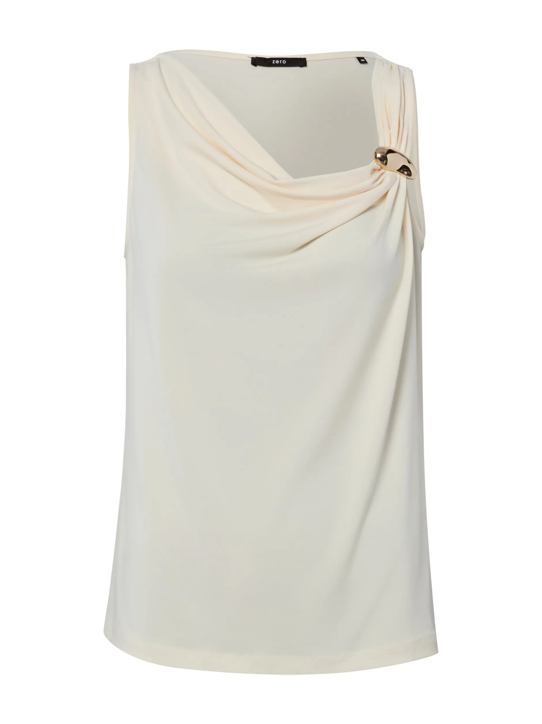 zero Damen Jersey-Top in sand - Ausschnitt: Wasserfall