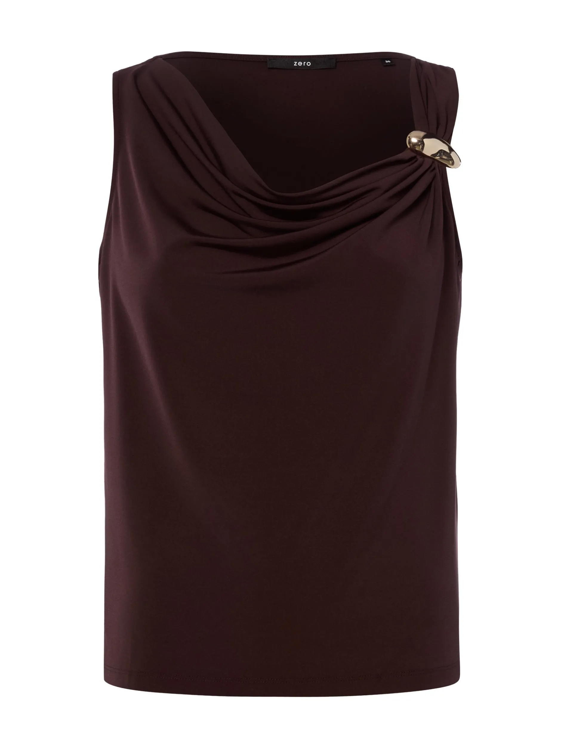 zero Damen Jersey-Top in schoko - Ausschnitt: Wasserfall