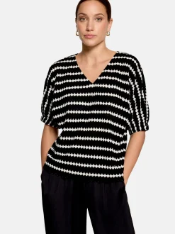 zero Damen Kurzarm-Shirt in schwarz weiß
