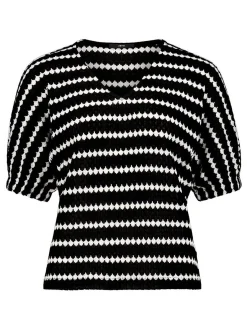 zero Damen Kurzarm-Shirt in schwarz weiß