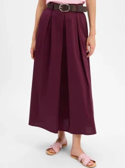 zero Damen Maxirock in aubergine - Länge: lang