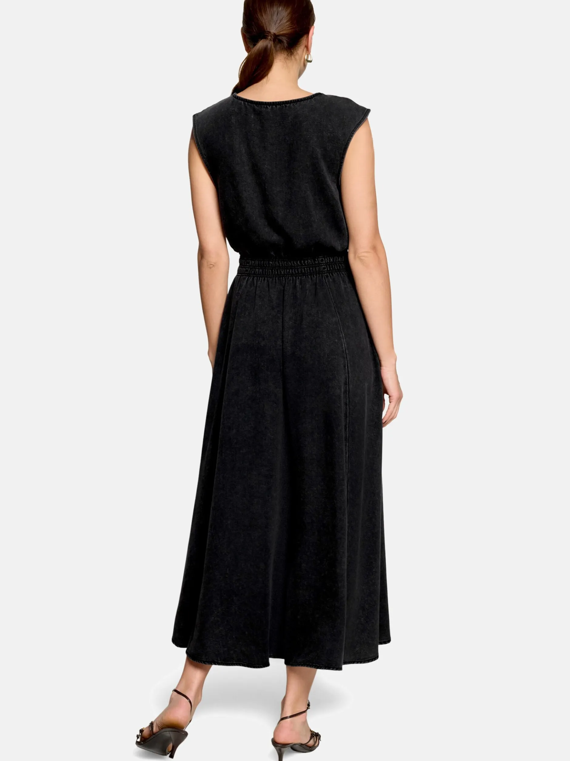zero Damen Midikleid in schwarz denim