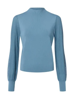 zero Damen Pullover in hellblau - Ausschnitt: Stehkragen