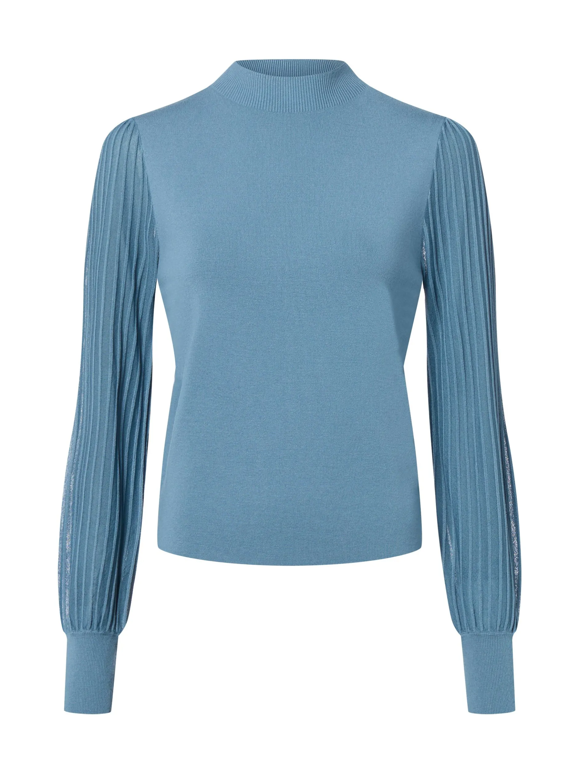 zero Damen Pullover in hellblau - Ausschnitt: Stehkragen