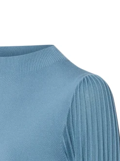 zero Damen Pullover in hellblau - Ausschnitt: Stehkragen