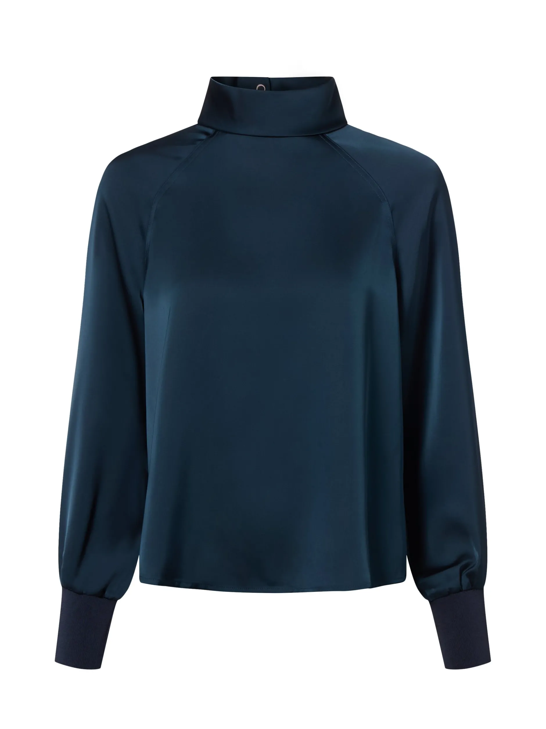 zero Damen Satinbluse in marine - Ausschnitt: Stehkragen
