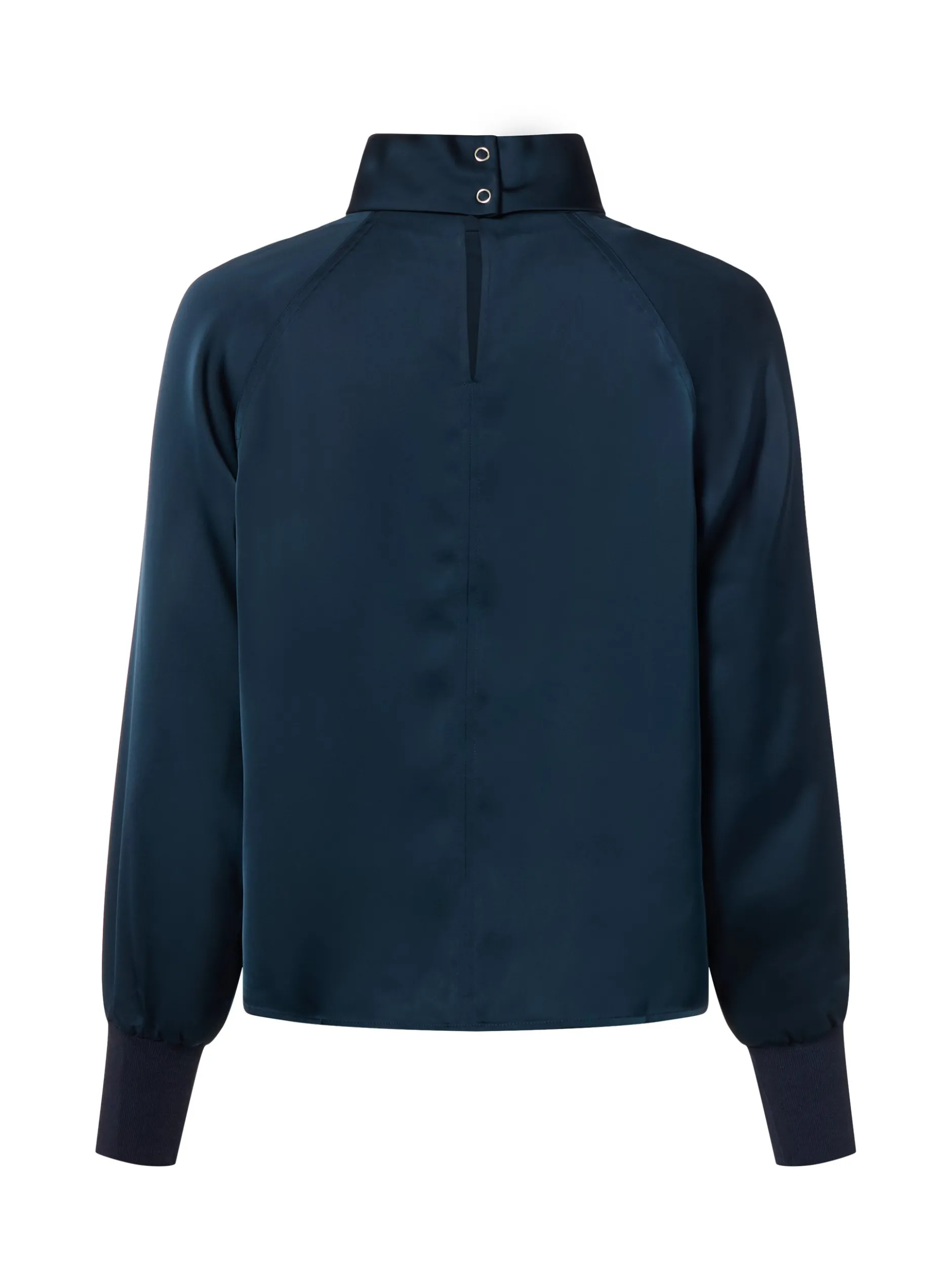 zero Damen Satinbluse in marine - Ausschnitt: Stehkragen