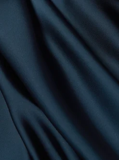 zero Damen Satinbluse in marine - Ausschnitt: Stehkragen