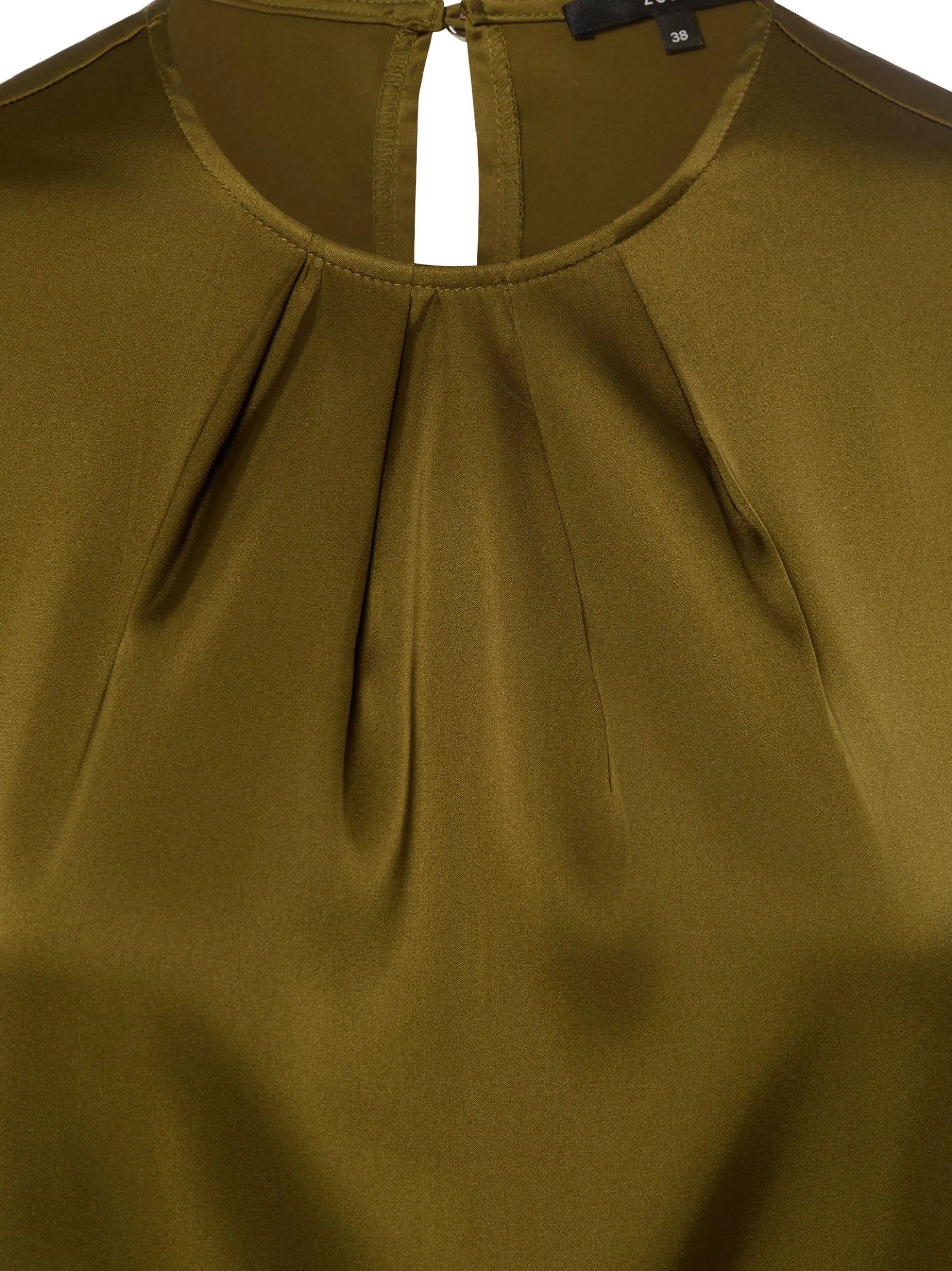 zero Damen Satintop in oliv - Ausschnitt: Rundhals