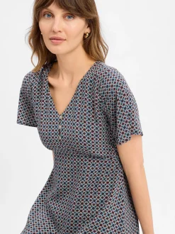 zero Damen Sommerkleid in schoko weiß - Ärmel: kurzarm