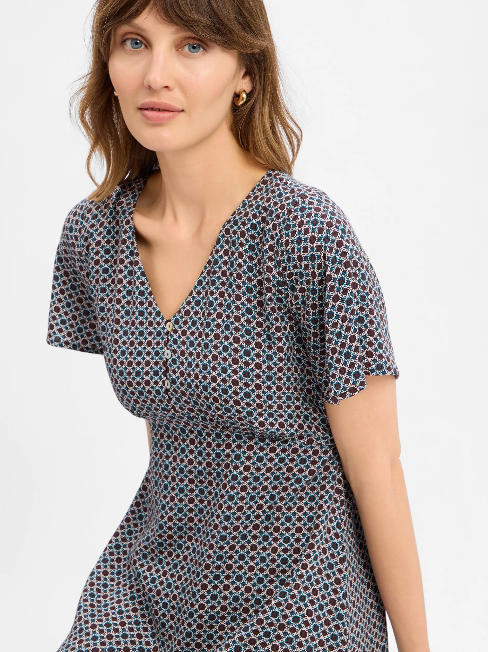 zero Damen Sommerkleid in schoko weiß - Ärmel: kurzarm