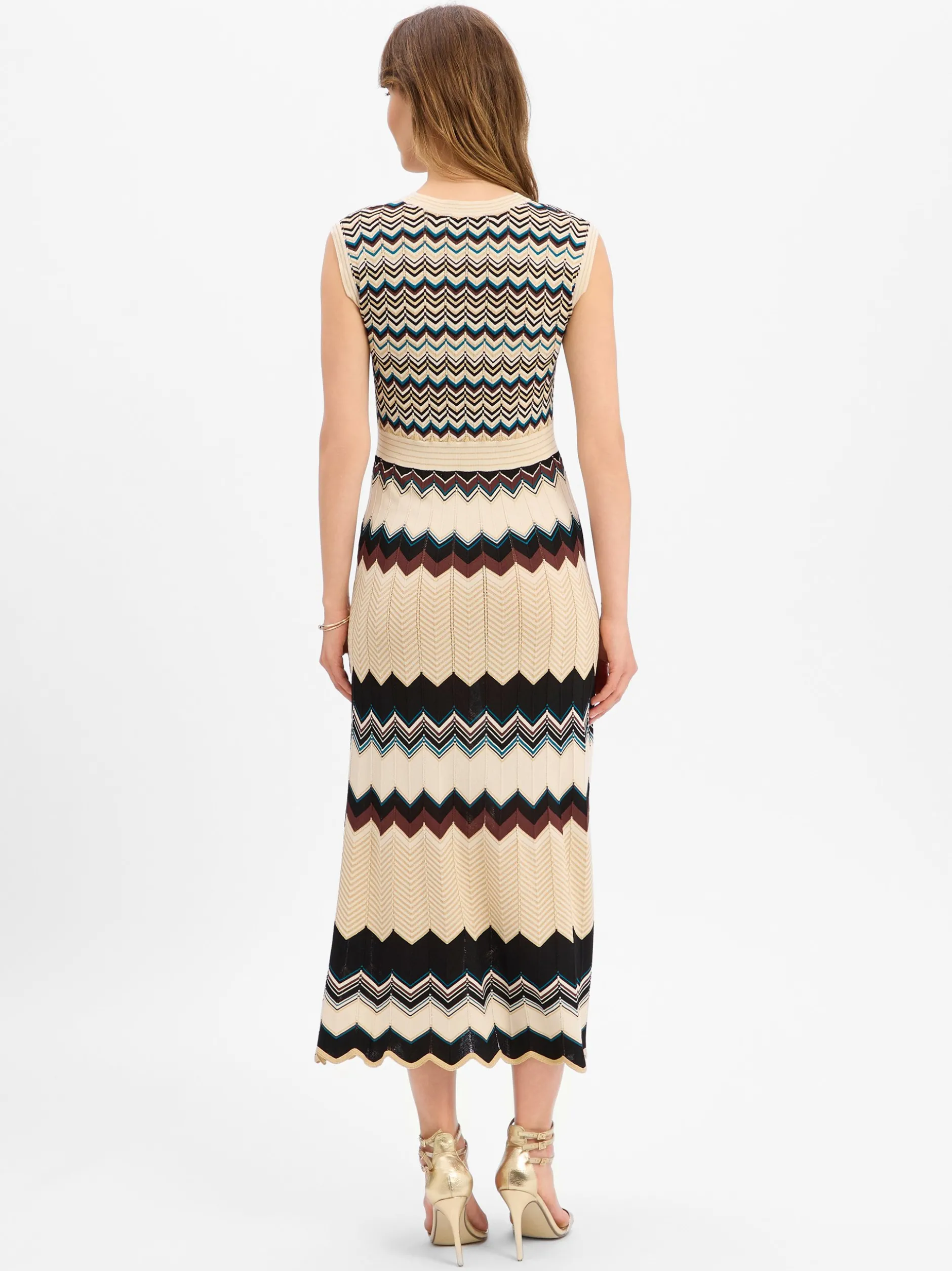 zero Damen Strickkleid in beige mehrfarbig - Länge: lang