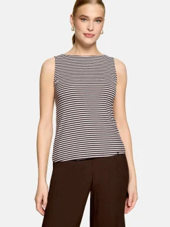 zero Damen Top in braun weiß