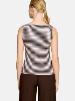 zero Damen Top in braun weiß