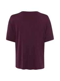 zero Damen T-Shirt in aubergine - Ausschnitt: Rundhals