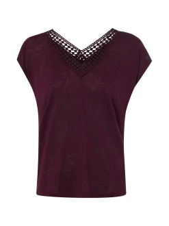 zero Damen T-Shirt in aubergine - Ärmel: extra kurz