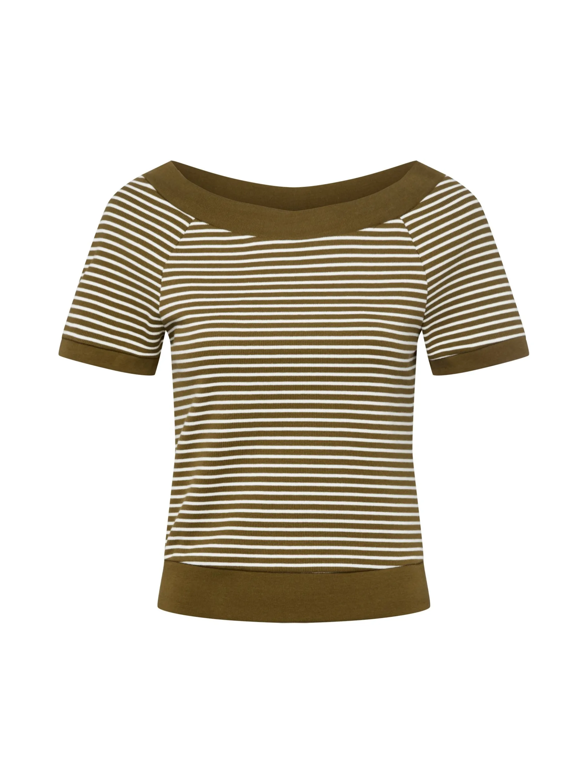 zero Damen T-Shirt in khaki weiß - Ausschnitt: Rundhals