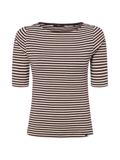 zero Damen T-Shirt in schoko ecru - Ausschnitt: Rundhals