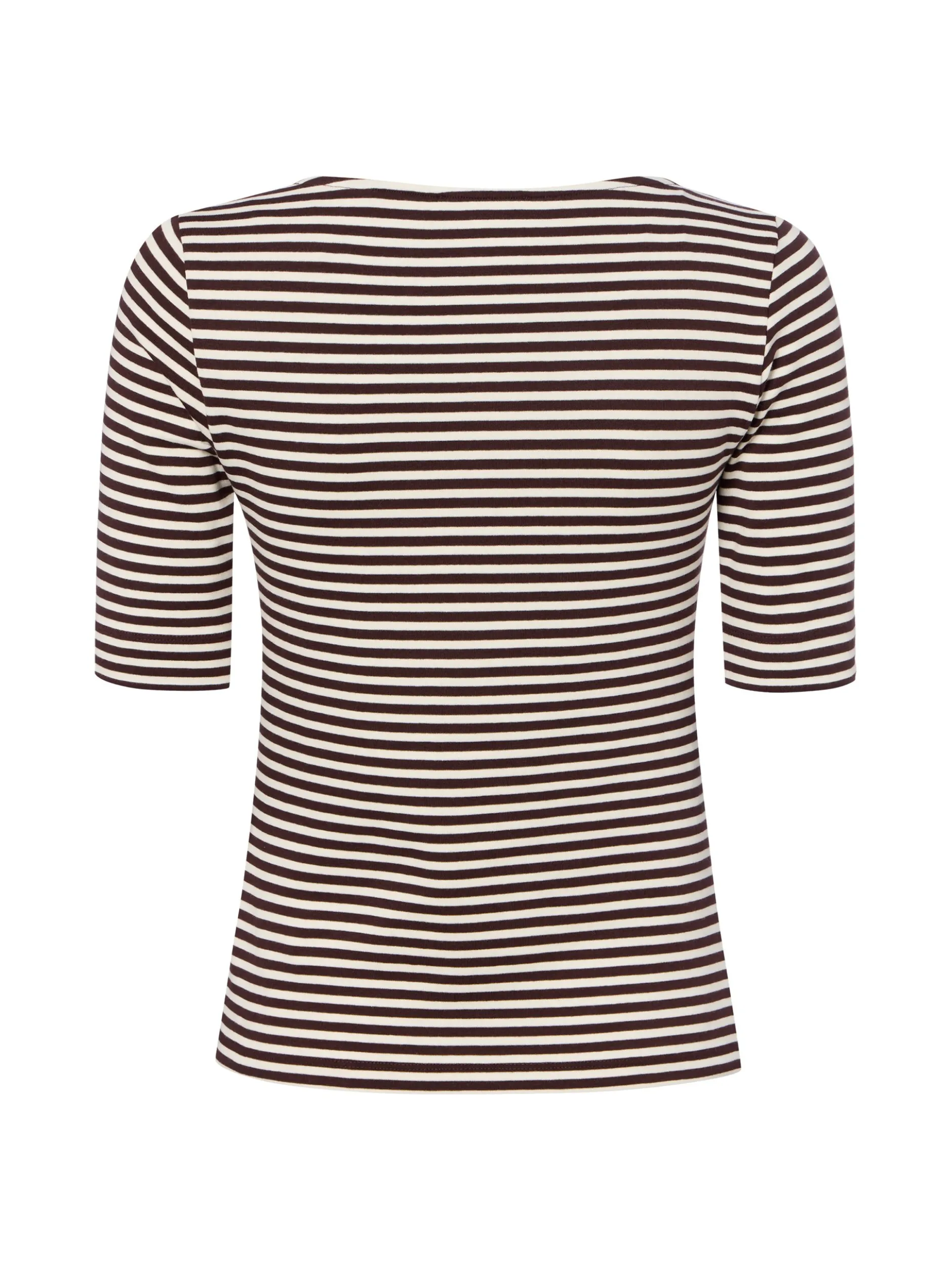 zero Damen T-Shirt in schoko ecru - Ausschnitt: Rundhals