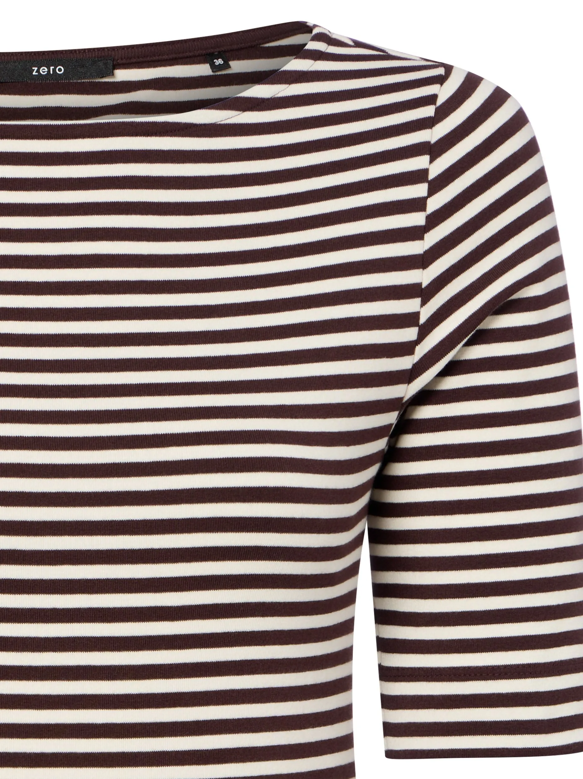 zero Damen T-Shirt in schoko ecru - Ausschnitt: Rundhals