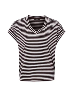 zero Damen T-Shirt in schoko weiß - Ärmel: extra kurz