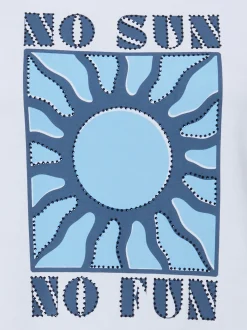 zero Damen T-Shirt in weiß blau - Ausschnitt: Rundhals